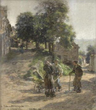  Paysans Canvas - Paysans discutant a Mont Saint pere rural scenes peasant Leon Augustin Lhermitte